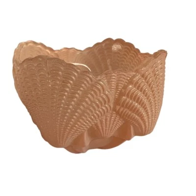 Vintage Art Deco Pink Glass Square Light Fixture Globe Cover Shells Bathroom  - Image 1 of 4