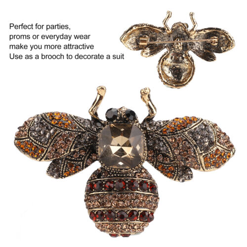 (Coffee)Brooch Jewelry Retro Bee Shape Alloy Rhinestones Pin Ornament