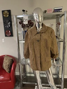 LAL Live A Little Cheetah Print Suede Leather Button Close Jacket Sz 2X - Picture 1 of 10