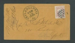 1863 #65 Rose Pink On Cover Dated Feb 18 From Phila Gorgeous - Picture 1 of 1