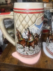 Budweiser Holiday Beer Stein Christmas Series 1985 A Series Limited Edition - Picture 1 of 6