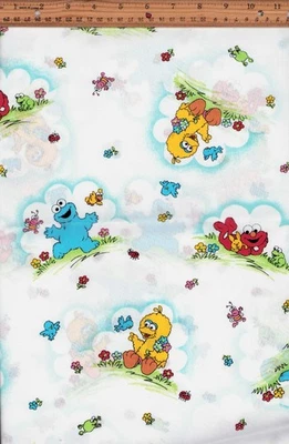 Sesame Street RARE Nursery Big Bird Vintage Cotton Fabric Sewing 2 yards - Image 1 of 2