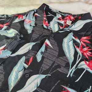 Cubavera Hawaiian Shirt Mens 3XL Black Tropical Floral Beach Bird Paradise - Picture 1 of 7
