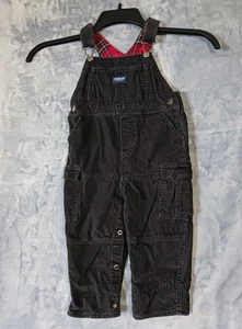 OshKosh B'gosh Overalls 18 Months Corduroy Plaid Lined Snap Leg Baby Unisex - Picture 1 of 12