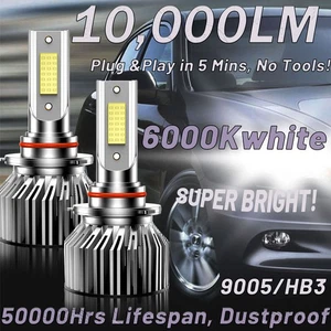 9005 HB3 LED Headlight Super Bright Bulbs Kit White 6000K 10000LM High/Low Beam - Bild 1 von 11