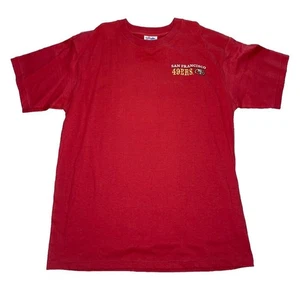 T-shirt alta vintage NFL Majestic San Francisco 49ers rossa ricamata da uomo XLT - Foto 1 di 3