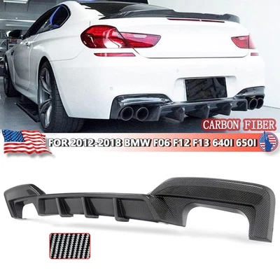Carbon Look Rear Bumper Diffuser For 2012-2018 BMW F06 F12 F13 640i 650i M-Sport Foto 1 de 4