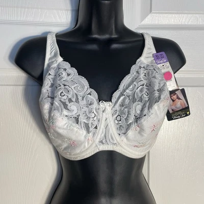 Vintage Vanity Fair Full Figure Bra Women 36DD White Embroidered Lace Detail NWT - Image 1 of 4