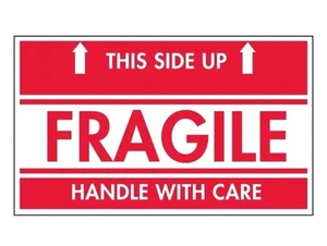 XL HUGE Fragile Handle With Care This Side Up Labels Stickers 1000 Count 5"x3" - Picture 1 of 3