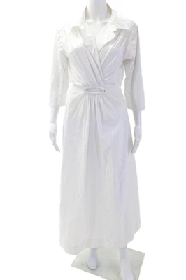 Jonathan Simkhai Women White Shirt Wrap Dress 3/4 Sleeve Cotton Size M - Image 1 of 4