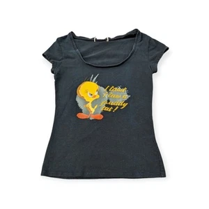 Maglietta bambino Y2K Looney Tunes Tweety Bird Tawt I Taw a Puddy Tat impreziosita E - Foto 1 di 4
