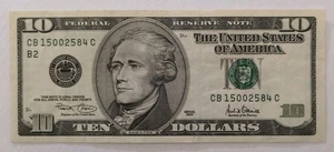 Ten Dollar Bill Series 2001 $10 Bank Note New York US Currency - Picture 1 of 2