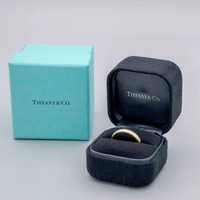 复古 Tiffany & Co. 18K 黄金男女通用结婚戒指带盒尺寸 7 1/2 — 第 1/4 张图片
