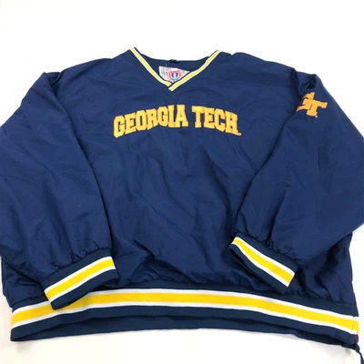 Genuine Stuff Collegiate MINT XXL Georgia Tech V-Neck Jacket Nylon Lined Blue - Image 1 of 4