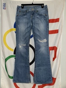 Pantalones de mezclilla True Religion Bobby Bootcut tiro bajo para mujer 28 lavado ligero desgastado - Imagen 1 de 13