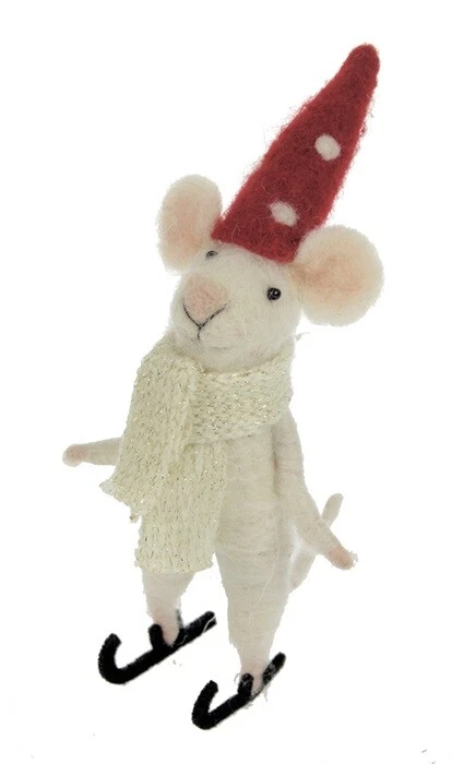 Maus Schlittschuhe Mütze Figur Filz Christbaum Weihnachtsanhänger XmasLook - Bild 1 von 1