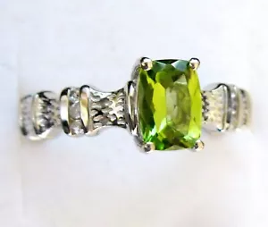 Peridot & White Zircon Ring / size 5 / 925 Sterling Silver / 1.15 ct - Picture 1 of 5