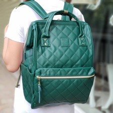Anello Quilting Hinge Clasp PU Backpack - Green