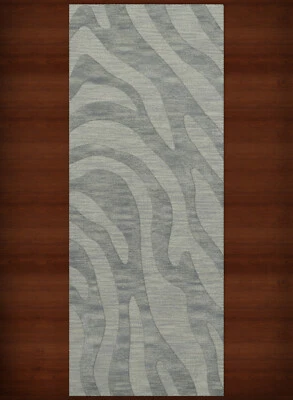 Blue Swirls Lines Stripes Transitional Area Rug Animal Print DV2 - Image 1 of 2