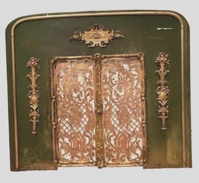 devanture ou pare feu napoléon III en fonte de fer et laiton . XIX siècle . - Photo 1/4