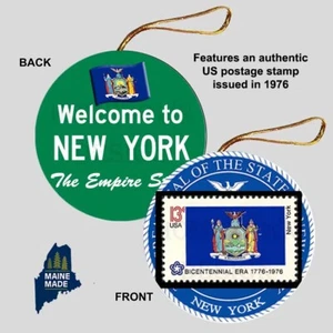 WELCOME TO NEW YORK Christmas Ornament - Collectible Vintage Gift NY Sign State - Picture 1 of 1