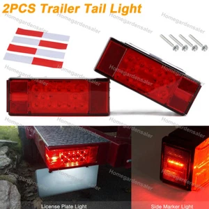 2PCS Red LED Trailer Light Waterproof Stop Turn Tail Light for Boat Truck Marine - Picture 1 of 9