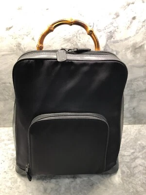 Nueva mochila Gucci negra charol bambú 866938 Foto 1 de 4