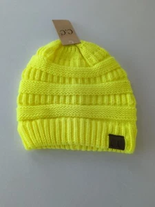 C.C Stretchy Yellow Knit Beanie Hat Unisex Size One Size NWT - Picture 1 of 5