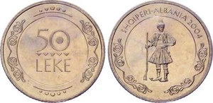 Albanien Münze 50 Leke, 2004. Beliebte Kostüme. Soldat. UNC - Bild 1 von 1