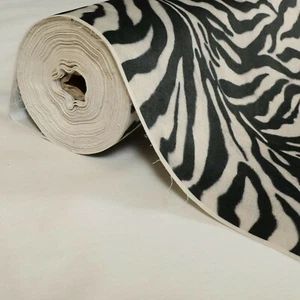 Animal Pattern Zebra Tiger Soft Faux Velour Fabric Upholstery/Cushions/Curtains - Picture 1 of 10