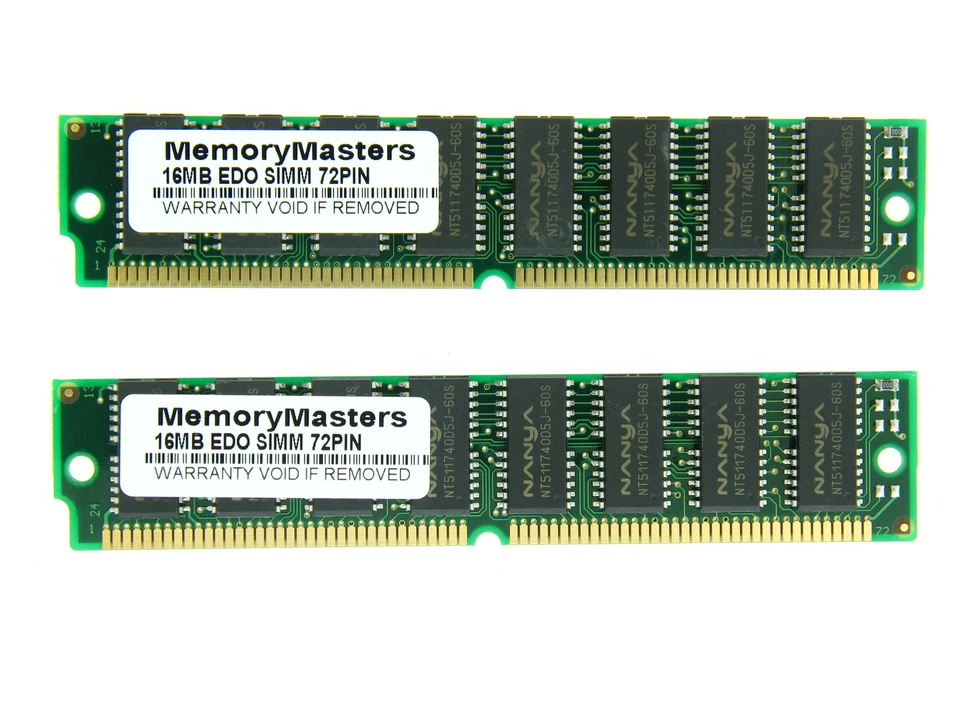 32MB 2X16MB EDO NON-PARITY 60NS SIMM 72 PIN 5V 4X32 MEMORY GOLD LEADS NEW - Image 1 of 1