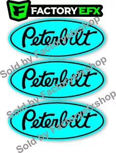 3 Custom Teal & Black Peterbilt Grille Hood Decal Emblems Truck 359 378 379 - Foto 1 di 4