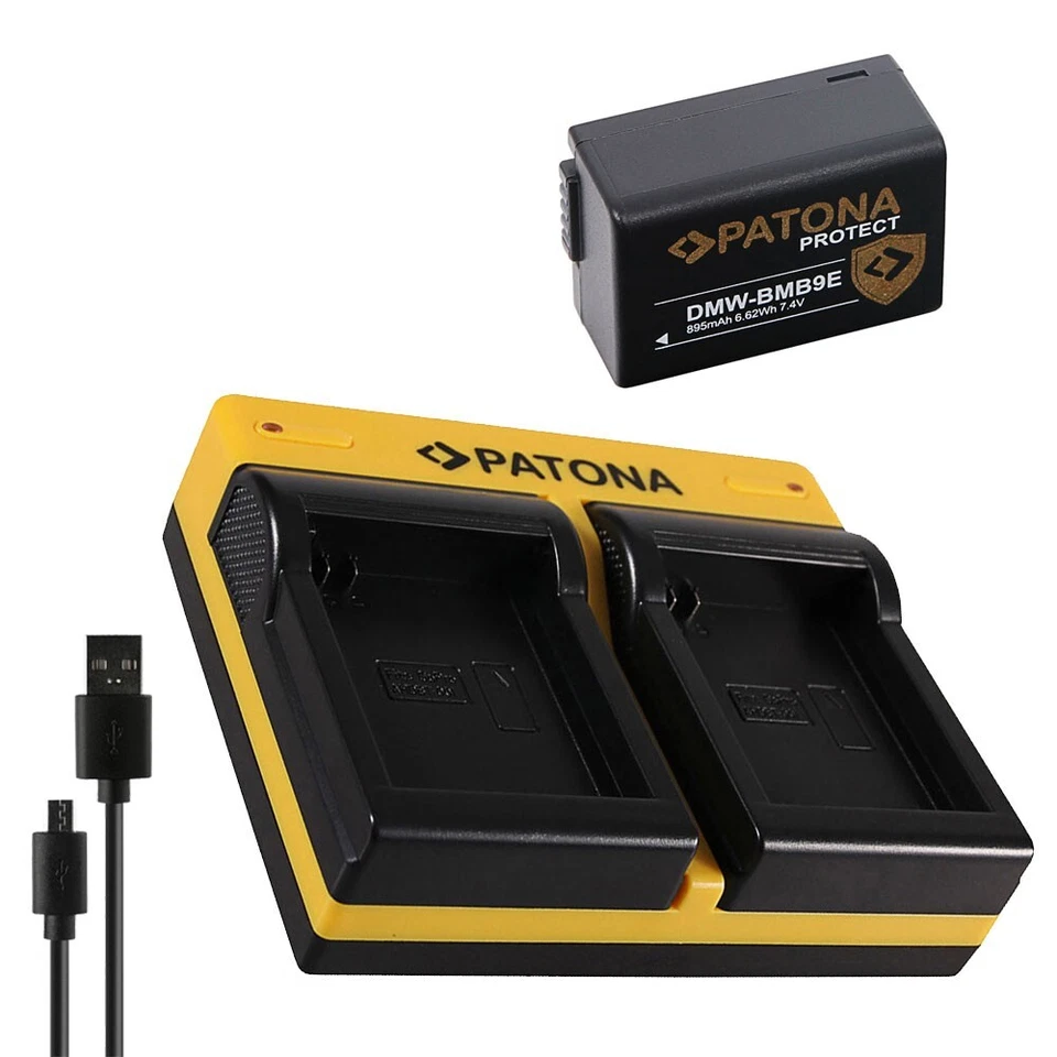PATONA PROTECT Batteria + Doppio Caricatore per Panasonic Lumix DMC-FZ100, -FZ150, FZ82 BMB9-E