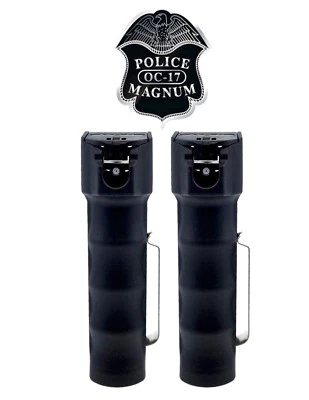 2 PACK Police Magnum pepper spray 3/4oz Flip Top MK-22 Pocket Clip Self Defense