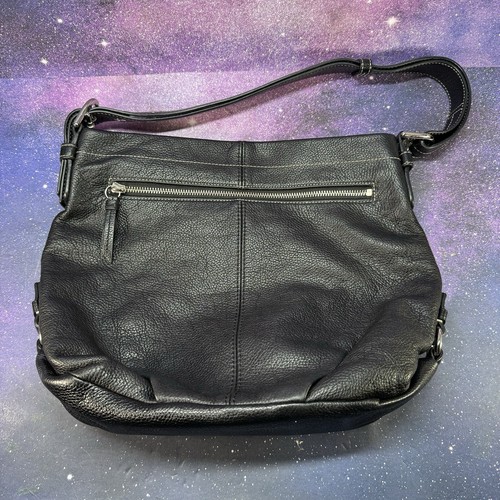 Borsa a tracolla Coach in pelle nera di ciottoli con tracolla convertibile F15064