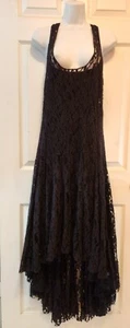 BIYA Johnny Was Negro Encaje Alto Bajo Barrido Completo Vestido L - Imagen 1 de 19