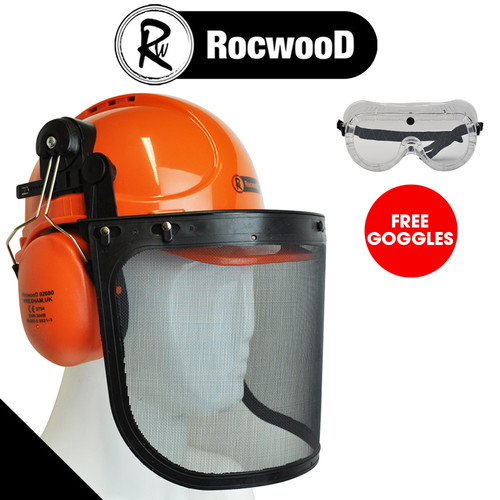 RocwooD Chainsaw Safety Helmet Forestry Hard Hat With Visor FREE