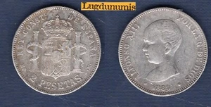 España – 2 Pesetas 1889MB + Alfonso XIII Bebé – España - Imagen 1 de 1