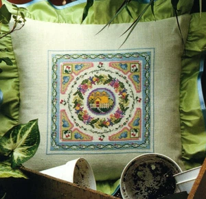 ALMOHADA DE VERANO Casa Corona Floral Flores Cuadradas Punto de Cruz Gráfico de Patrones V4 - Imagen 1 de 2