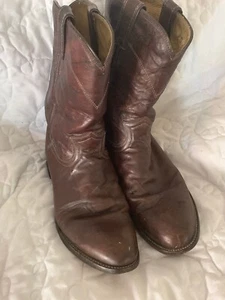 Justin Brown Marble Leather Cowboy Roper Boots Mens Size 8.5 D Style 3162 USA - Picture 1 of 5