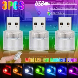3x Mini Lamp Bulb USB LED Car Interior Accessories Neon Atmosphere Ambient Light - Foto 1 di 26