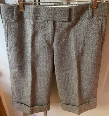 Feminino J. Shorts social CREW lã estampa espinha de peixe cinza algemado tamanho 8 ajuste na cidade - Imagem 1 de 4