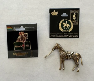 1996 Atlanta Olympic Equestrian Pins - Set of 2 - Plus BONUS Horse Brooch - Picture 1 of 7