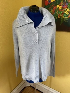 Sag Harbor Pullover Sweater Blue Knit Button Front Women's 2X Plus Button Neck - Picture 1 of 10
