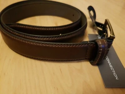 "Cinturón informal de doble puntada French Connection marrón, talla cintura 34" Foto 1 de 4