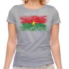 Burkina Faso Distressed Flag Ladies T-Shirt Top Burkinabe Football Gift
