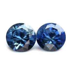 Zertifizierter 4,7 mm runder natürlicher blauer Saphir 1,00 ct VS Reinheit passendes Paar - Bild 1 von 2