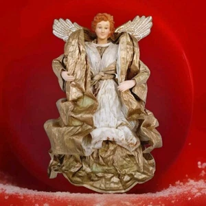 Vintage Engel Christbaumspitze Tisch Mantel Dekor Gold Mais Schale Gewand 12 Zoll - Bild 1 von 5