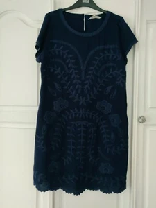 Rocha John Rocha Blue Embroidered Shift Dress Size 16 new with tags - Picture 1 of 6