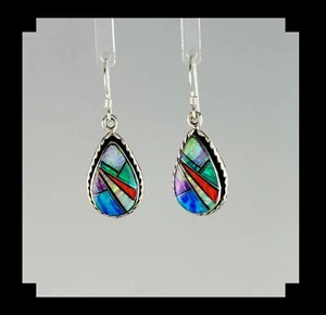 Handgefertigte Sterling und Inlay Opalit Ohrringe - Bild 1 von 5